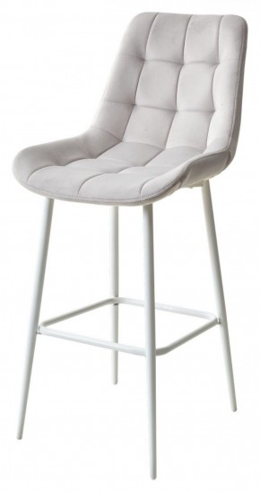 Барный стул ХОФМАН, цвет H-09 Светло-серый, велюр / белый каркас М-City в Коротчаево - korotchaevo.ok-mebel.com | фото 1