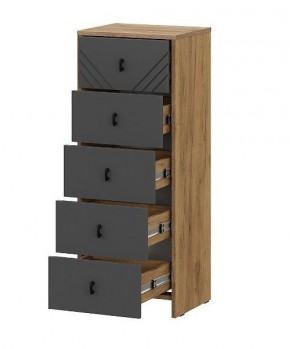 БАЙКАЛ Комод (5 ящиков) Графит/Дуб золотой в Коротчаево - korotchaevo.ok-mebel.com | фото 2