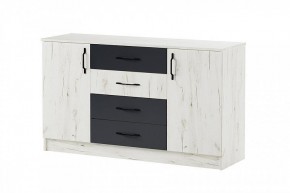 БЕАТРИС Комод К1400 (дуб крафт белый/антрацит) в Коротчаево - korotchaevo.ok-mebel.com | фото 2