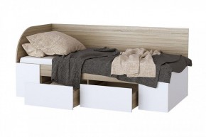 БЕАТРИС Кровать-софа (дуб сонома/белый глянец) в Коротчаево - korotchaevo.ok-mebel.com | фото 2