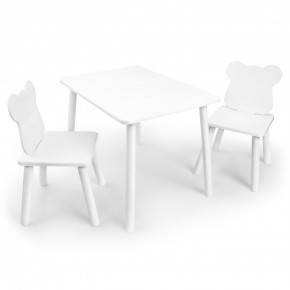 Детский комплект стол и два стула «Мишка» Rolti Baby (белый/белый, массив березы/мдф) в Коротчаево - korotchaevo.ok-mebel.com | фото