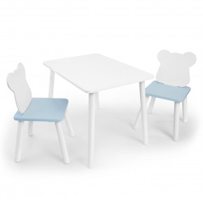 Детский комплект стол и два стула «Мишка» Rolti Baby (белый/голубой, массив березы/мдф) в Коротчаево - korotchaevo.ok-mebel.com | фото