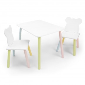 Детский комплект стол и два стула «Мишка» Rolti Baby (белый/цветной, массив березы/мдф) в Коротчаево - korotchaevo.ok-mebel.com | фото