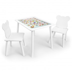 Детский комплект стол и два стула Мишка Rolti Baby с накладкой Алфавит (белая столешница/белое сиденье/белые ножки) в Коротчаево - korotchaevo.ok-mebel.com | фото