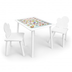 Детский комплект стол и два стула Облачко Rolti Baby с накладкой Алфавит (белая столешница/белое сиденье/белые ножки) в Коротчаево - korotchaevo.ok-mebel.com | фото