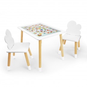 Детский комплект стол и два стула Облачко Rolti Baby с накладкой Алфавит (белая столешница/белое сиденье/береза ножки) в Коротчаево - korotchaevo.ok-mebel.com | фото