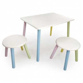 Детский комплект стол и два табурета круглых  (Белый, Белый, Цветной) в Коротчаево - korotchaevo.ok-mebel.com | фото