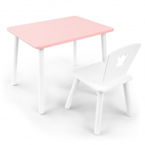 Детский комплект стол и стул «Корона» Rolti Baby (розовый/белый, массив березы/мдф) в Коротчаево - korotchaevo.ok-mebel.com | фото