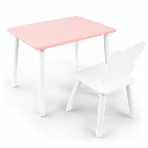 Детский комплект стол и стул «Мишка» Rolti Baby (розовый/белый, массив березы/мдф) в Коротчаево - korotchaevo.ok-mebel.com | фото
