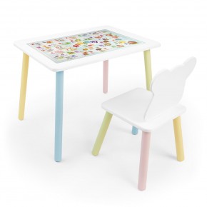 Детский комплект стол и стул Мишка Rolti Baby с накладкой Алфавит (белая столешница/белое сиденье/цветные ножки) в Коротчаево - korotchaevo.ok-mebel.com | фото 1