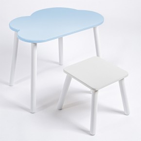Детский комплект стол ОБЛАЧКО  и табурет Rolti Baby (голубая столешница/белое сиденье/белые ножки) в Коротчаево - korotchaevo.ok-mebel.com | фото