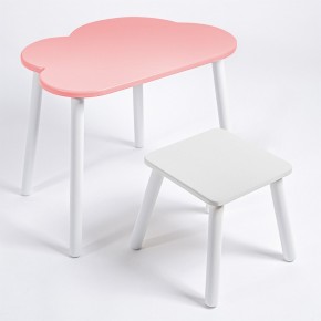 Детский комплект стол ОБЛАЧКО  и табурет Rolti Baby (розовая столешница/белое сиденье/белые ножки) в Коротчаево - korotchaevo.ok-mebel.com | фото