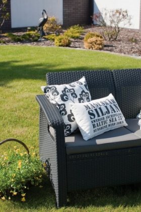 Диван пластиковый Корфу (Corfu love seat) графит в Коротчаево - korotchaevo.ok-mebel.com | фото 3