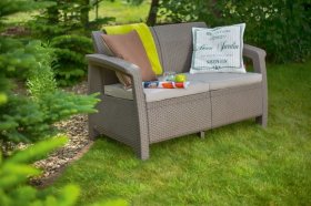 Диван пластиковый Корфу (Corfu love seat) капучино - песок в Коротчаево - korotchaevo.ok-mebel.com | фото 2