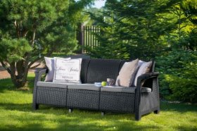 Диван пластиковый Корфу Макс (Corfu love seat max) графит в Коротчаево - korotchaevo.ok-mebel.com | фото 2