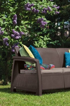 Диван пластиковый Корфу Макс (Corfu love seat max) коричневый в Коротчаево - korotchaevo.ok-mebel.com | фото 2