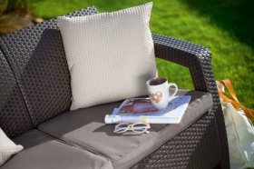 Диван пластиковый Корфу Макс (Corfu love seat max) коричневый в Коротчаево - korotchaevo.ok-mebel.com | фото 3