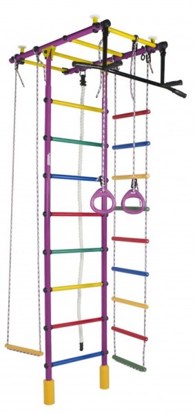 ДСК Атлант цв.фиолетовый радуга: турник, кольца, канат, трапеция, веревочная лестница в Коротчаево - korotchaevo.ok-mebel.com | фото