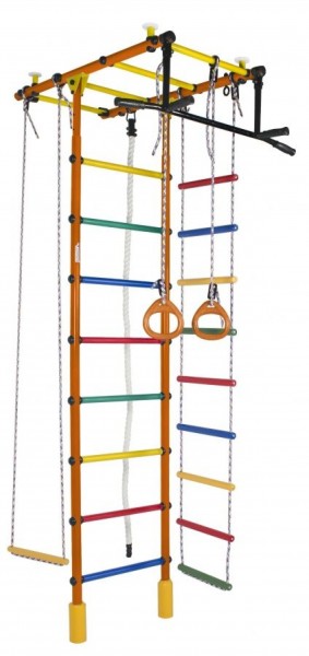 ДСК Атлант оранжевый радуга: турник, кольца, канат, трапеция, веревочная лестница в Коротчаево - korotchaevo.ok-mebel.com | фото