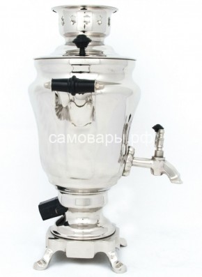 Электрический самовар из латуни никелированный на 1,5 литра форма "Тюльпан" с защитой от выкипания в Коротчаево - korotchaevo.ok-mebel.com | фото 3