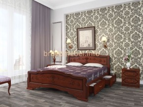 КАРИНА-6 Кровать из массива 1600 (Орех) с 2-мя ящиками в Коротчаево - korotchaevo.ok-mebel.com | фото