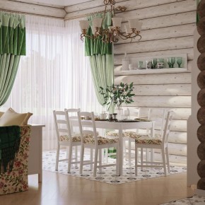 Комлект Вествик обеденный стол и четыре стула, массив сосны, цвет белый в Коротчаево - korotchaevo.ok-mebel.com | фото