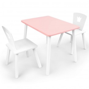 Комплект детской мебели стол и два стула Корона  (Розовый/Белый/Белый) в Коротчаево - korotchaevo.ok-mebel.com | фото