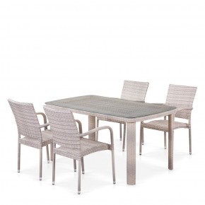 Комплект плетеной мебели T256C/Y376C-W85 Latte (4+1) + подушки на стульях в Коротчаево - korotchaevo.ok-mebel.com | фото