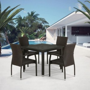 Комплект плетеной мебели T257A/YC379A-W53 Brown (4+1) + подушки на стульях в Коротчаево - korotchaevo.ok-mebel.com | фото