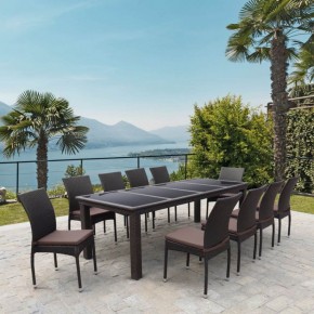 Комплект плетеной мебели T438/Y380A-W53 Brown (10+1) в Коротчаево - korotchaevo.ok-mebel.com | фото