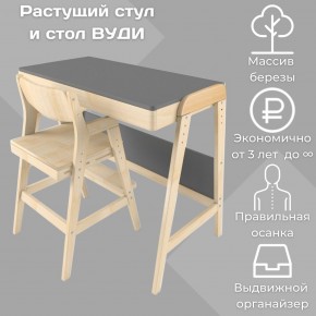 Комплект растущий стол и стул 38 попугаев «Вуди» (Серый, Без покрытия) в Коротчаево - korotchaevo.ok-mebel.com | фото