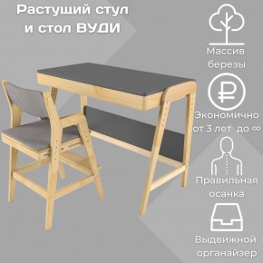 Комплект растущий стол и стул с чехлом 38 попугаев «Вуди» (Серый, Без покрытия, Серый) в Коротчаево - korotchaevo.ok-mebel.com | фото
