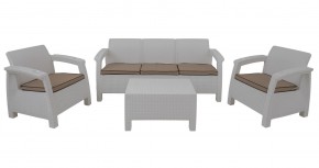Комплект уличной мебели Yalta Premium Terrace Triple Set (Ялта) белый (+подушки под спину) в Коротчаево - korotchaevo.ok-mebel.com | фото