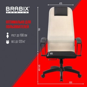 Кресло BRABIX PREMIUM "Ultimate EX-800" пластик, плотная двойная сетка Х2, черное/бежевое, 532916 в Коротчаево - korotchaevo.ok-mebel.com | фото 6