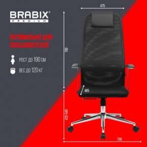 Кресло BRABIX PREMIUM "Ultimate EX-801" хром, плотная двойная сетка Х2, черное, 532917 в Коротчаево - korotchaevo.ok-mebel.com | фото 7