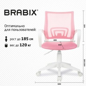 Кресло BRABIX "Fly MG-396W", с подлокотниками, пластик белый, сетка, розовое, 533008 в Коротчаево - korotchaevo.ok-mebel.com | фото 5