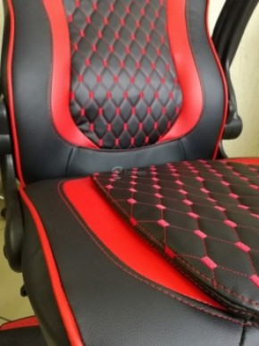 Кресло геймерское Barneo K-37 (черная экокожа красные вставки) в Коротчаево - korotchaevo.ok-mebel.com | фото