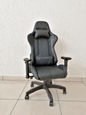 Кресло геймерское Barneo K-52 (черная экокожа черные вставки) в Коротчаево - korotchaevo.ok-mebel.com | фото