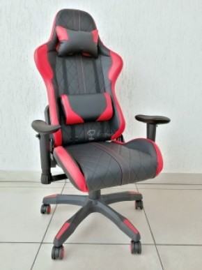 Кресло геймерское Barneo K-52 (черная экокожа красные вставки) в Коротчаево - korotchaevo.ok-mebel.com | фото