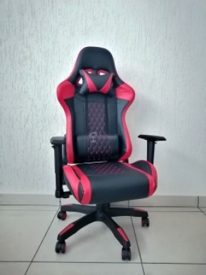 Кресло геймерское Barneo K-53 (черная экокожа красные вставки) в Коротчаево - korotchaevo.ok-mebel.com | фото