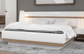 Кровать 140/TYP 91-01 с подъемником, LINATE ,цвет белый/сонома трюфель в Коротчаево - korotchaevo.ok-mebel.com | фото