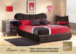 Кровать 1400 Феодосия со стразами в ткани "Конфетти кофе" (коричневый) серия Норма (+основание на опорах) в Коротчаево - korotchaevo.ok-mebel.com | фото