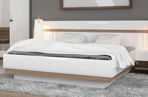 Кровать 160/TYP 94-01 с подъемником, LINATE ,цвет белый/сонома трюфель в Коротчаево - korotchaevo.ok-mebel.com | фото 5