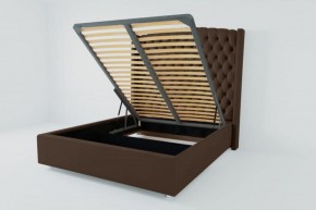 Кровать Берлин ЛЮКС с ПМ 1600 (экокожа коричневая) в Коротчаево - korotchaevo.ok-mebel.com | фото