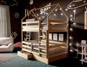 Кровать-домик двухъярусная 80*190 без покраски в Коротчаево - korotchaevo.ok-mebel.com | фото