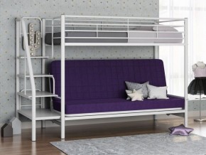 Кровать двухъярусная с диваном "Мадлен-3" (Белый/Фиолетовы) в Коротчаево - korotchaevo.ok-mebel.com | фото
