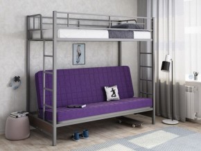 Кровать двухъярусная с диваном "Мадлен" (Серый/Фиолетовый) в Коротчаево - korotchaevo.ok-mebel.com | фото