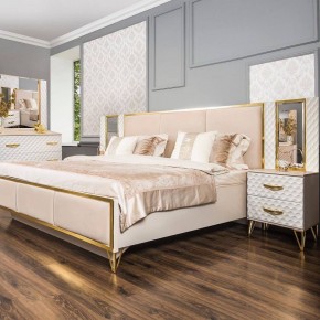 Кровать Lara 1800 с мягким изголовьем + основание (белый глянец) в Коротчаево - korotchaevo.ok-mebel.com | фото 2