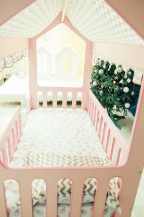 Кровать-домик без ящика 800*1600 (Розовый) в Коротчаево - korotchaevo.ok-mebel.com | фото 3