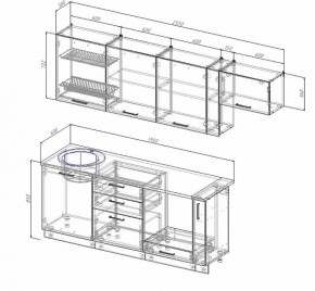 Кухонный гарнитур Антрацит 2550 (Стол. 26мм) в Коротчаево - korotchaevo.ok-mebel.com | фото 2